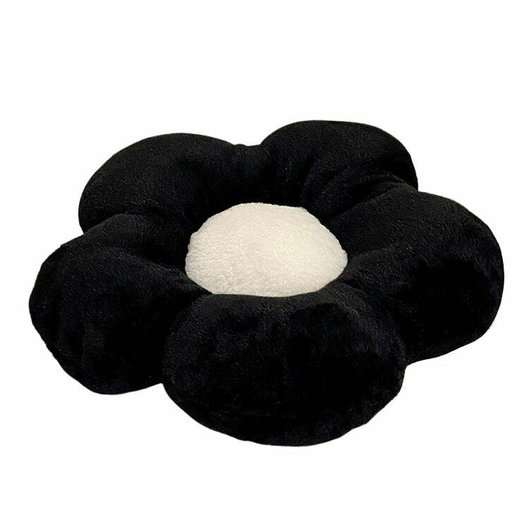 Y2K Aesthetic Black & White Flower Pillow - Trendy 2000s Home Decor