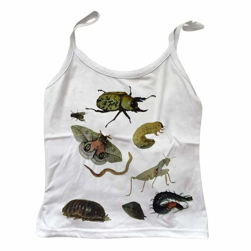 Y2K Aesthetic Bug Print Tank Top - Trendy 2000s Fashion Essential