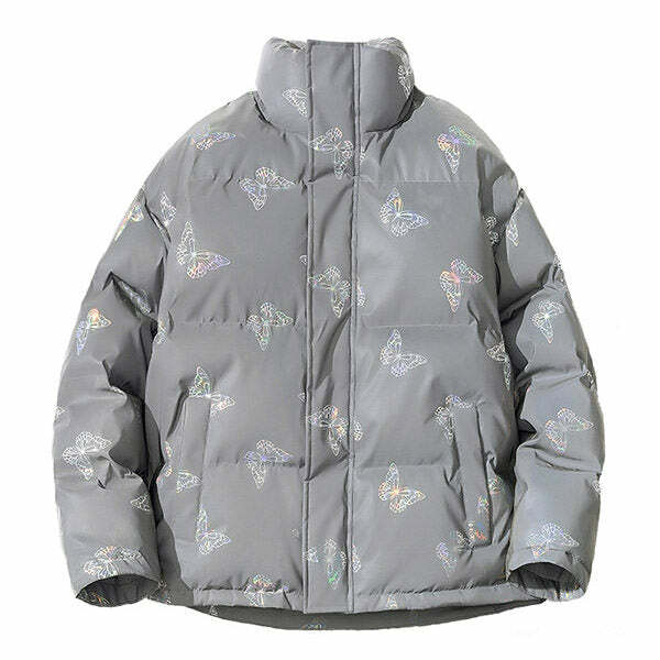 Y2K Aesthetic Butterfly Reflective Jacket - Trendy 2000s Style Outerwear