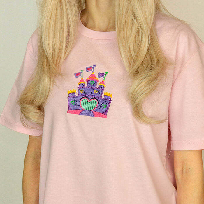 Y2K Aesthetic Castle T-Shirt - Trendy 2000s Style, Size S