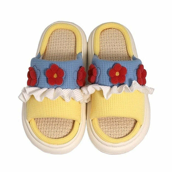 Y2K Aesthetic Cottagecore Crochet Slippers - Trendy 2000s Style Footwear