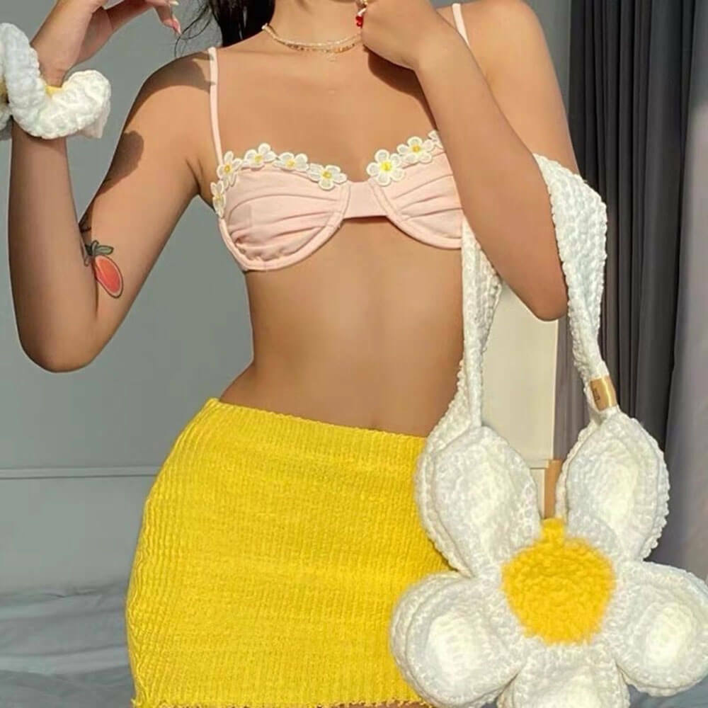 Y2K Aesthetic Cottagecore Daisy Bralette Top - 2000s Fashion Trend