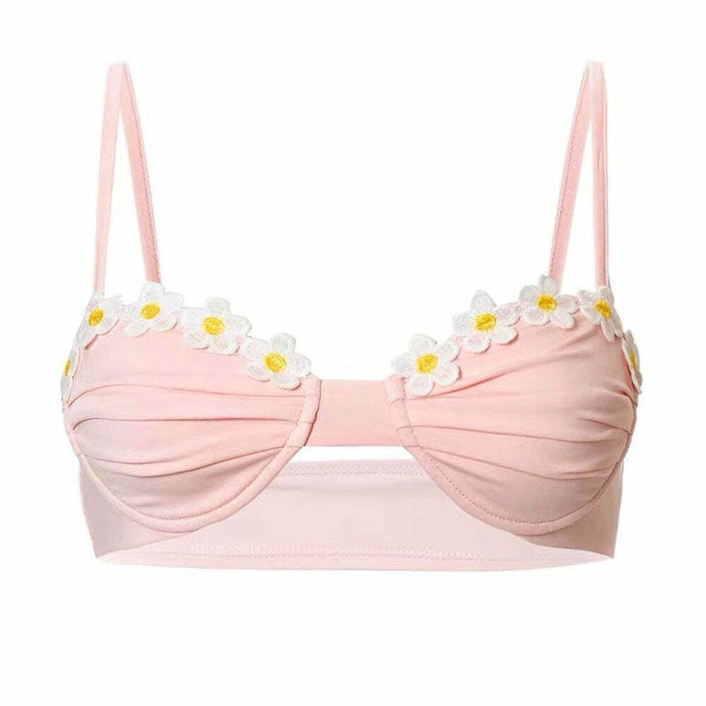 Y2K Aesthetic Cottagecore Daisy Bralette Top - 2000s Fashion Trend