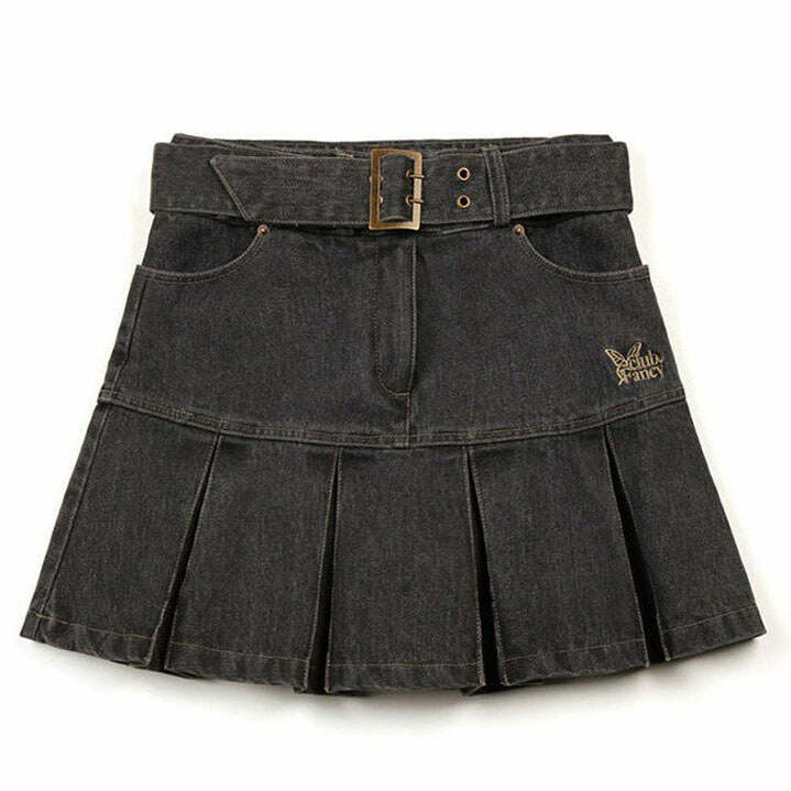 Y2K Aesthetic Denim Skirt - Trendy 2000s Fashion for Effortless Style