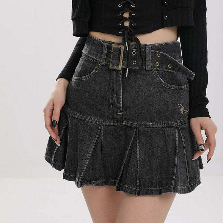 Y2K Aesthetic Denim Skirt - Trendy 2000s Fashion for Effortless Style