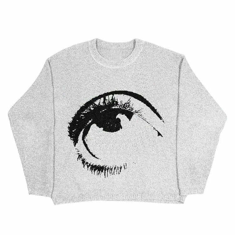 Y2K Aesthetic Eye Sweater - Trendy 2000s Style for Unique Outfits