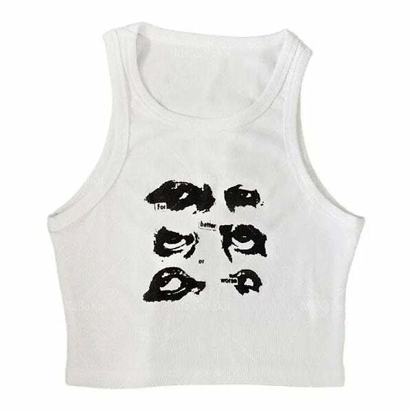 Y2K Aesthetic Eyes Tank Top - Trendy 2000s Style for Effortless Looks