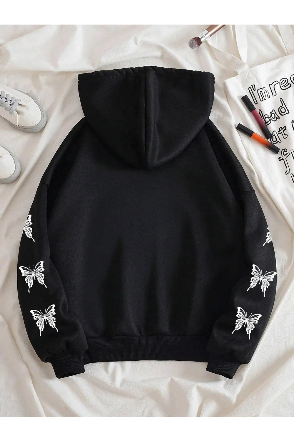 Y2K Aesthetic Fall Gothic Butterfly Zip-Up Hoodie for Trendy Outfits