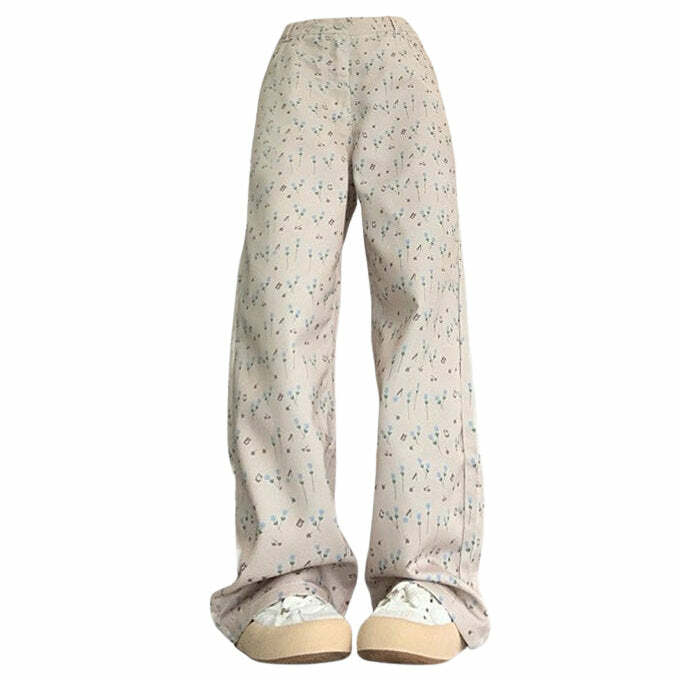 Y2K Aesthetic Floral Pants - Trendy 2000s Style for Effortless Outfits