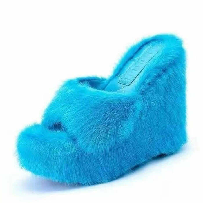 Y2K Aesthetic Fur Sandals: Trendy 2000s Fashion Footwear for Stylish Looks