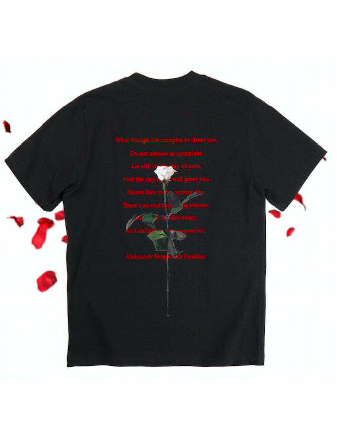 Y2K Aesthetic Goth Rose T-Shirt - Trendy 2000s Style Graphic Tee