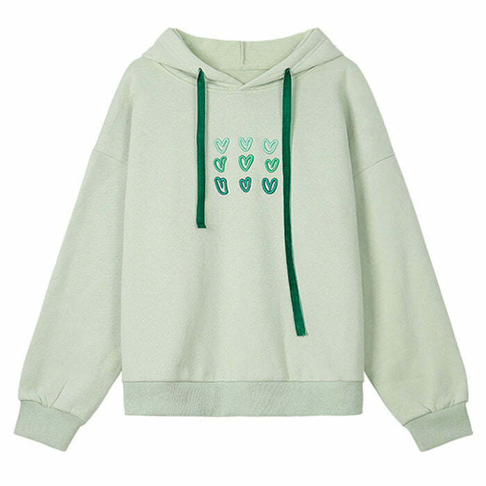 Y2K Aesthetic Heart Hoodie - Trendy 2000s Fashion Statement Piece