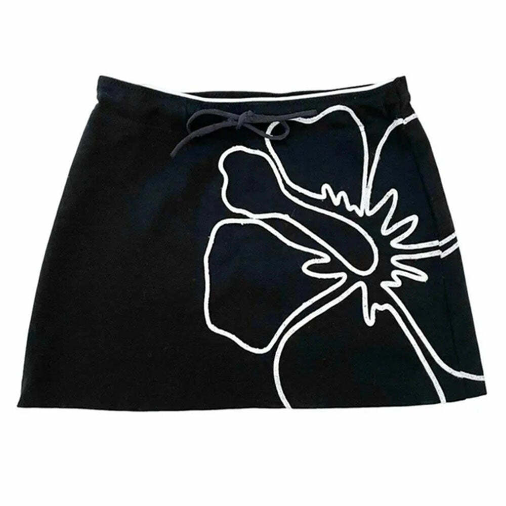 Y2K Aesthetic Hibiscus Mini Skirt - Trendy 2000s Fashion Essential