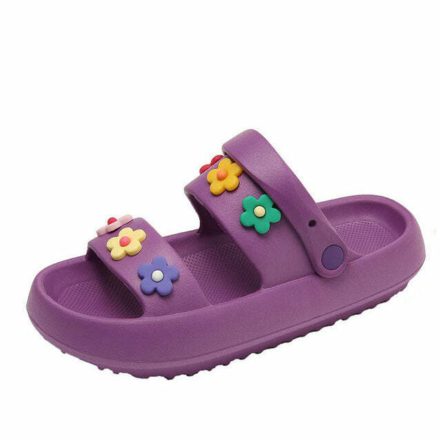 Y2K Aesthetic Indie Flower Sandals - Trendy 2000s Style Footwear