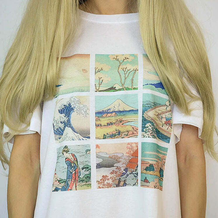 Y2K Aesthetic Katsushika Hokusai Tee - Iconic 2000s Fashion Top