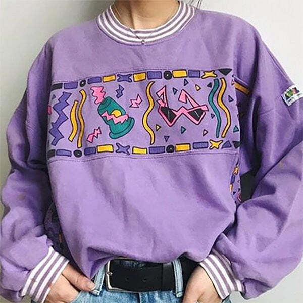 Y2K Aesthetic Lavender Sweatshirt - Retro 2000s Fashion Top