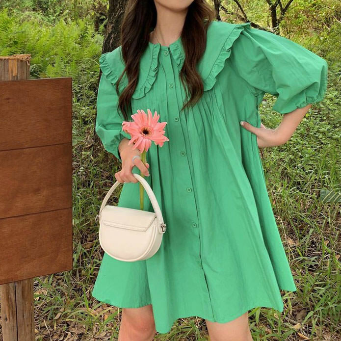 Y2K Aesthetic Little Green Dress - Trendy 2000s Fashion Outfit