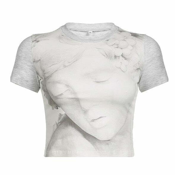 Y2K Aesthetic Minimalist Statue T-Shirt - 2000s Fashion Trend