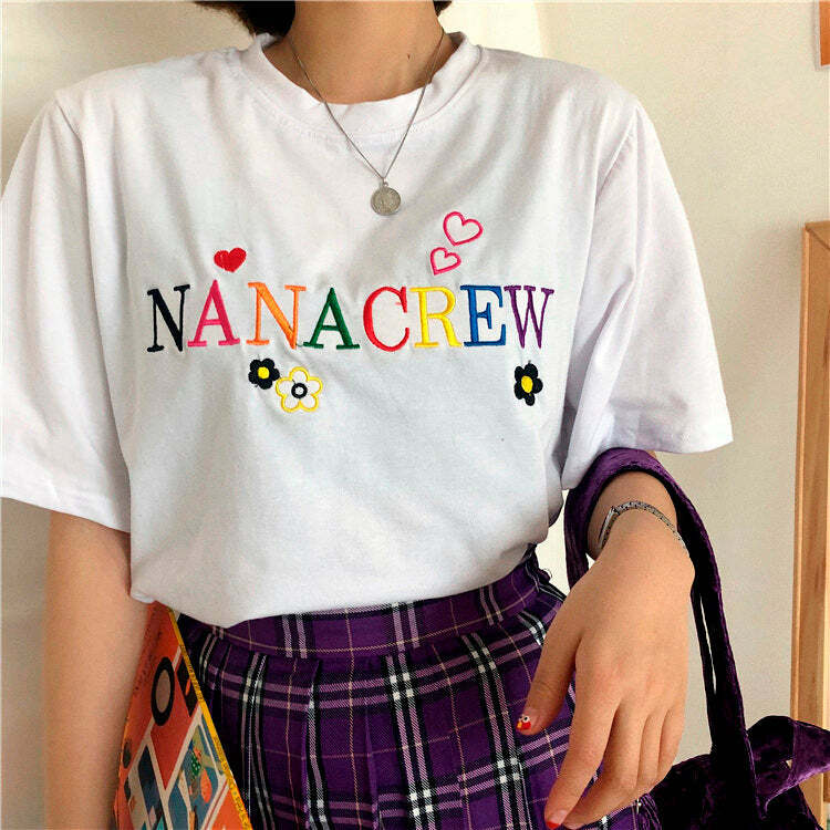 Y2K Aesthetic Nana Crew T-Shirt - Trendy 2000s Style Top