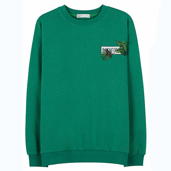 Y2K Aesthetic Palm Leaf Checker Sweatshirt - 2000s Fashion Trend