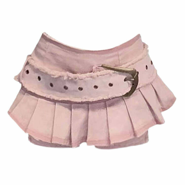 Y2K Aesthetic Pink Micro Skort - Trendy 2000s Fashion Essential