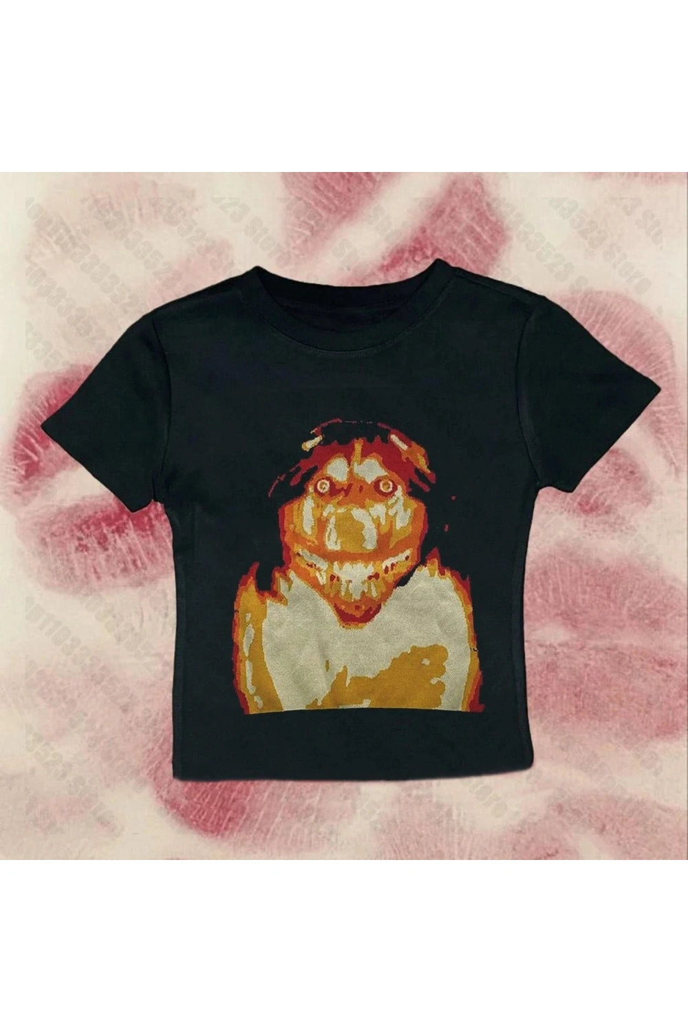 Y2K Aesthetic Retro Horror Graphic Baby Tee for Trendy Outfits