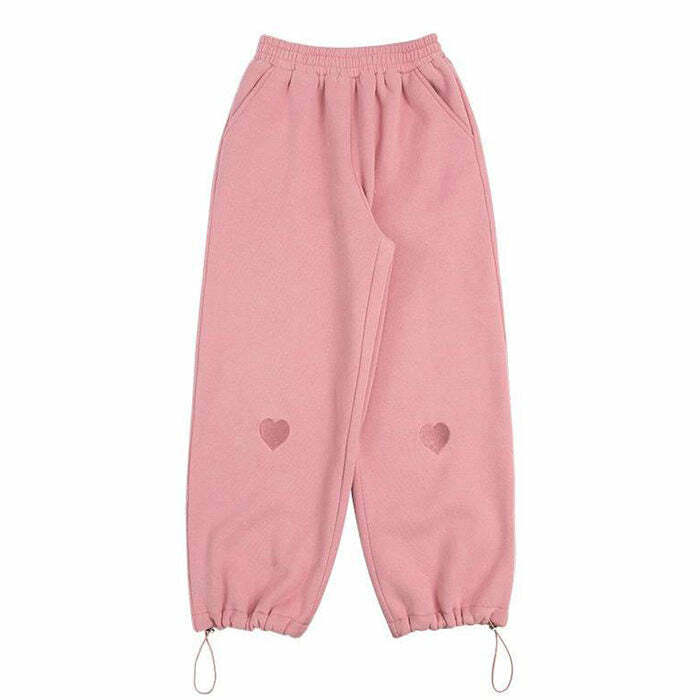 Y2K Aesthetic Soft Girl Heart Joggers - Trendy 2000s Style Pants