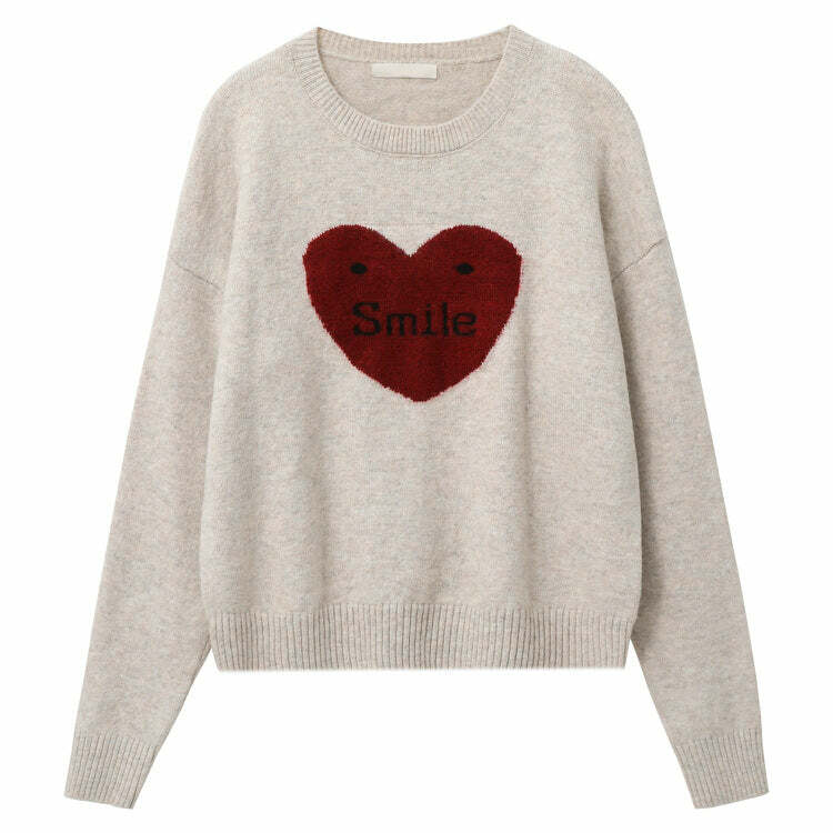 Y2K Aesthetic Soft Girl Warm Heart Sweater - Trendy 2000s Style Top