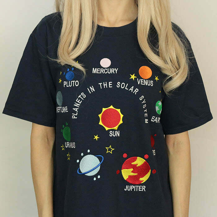 Y2K Aesthetic Solar System T-Shirt - Retro 2000s Fashion Top