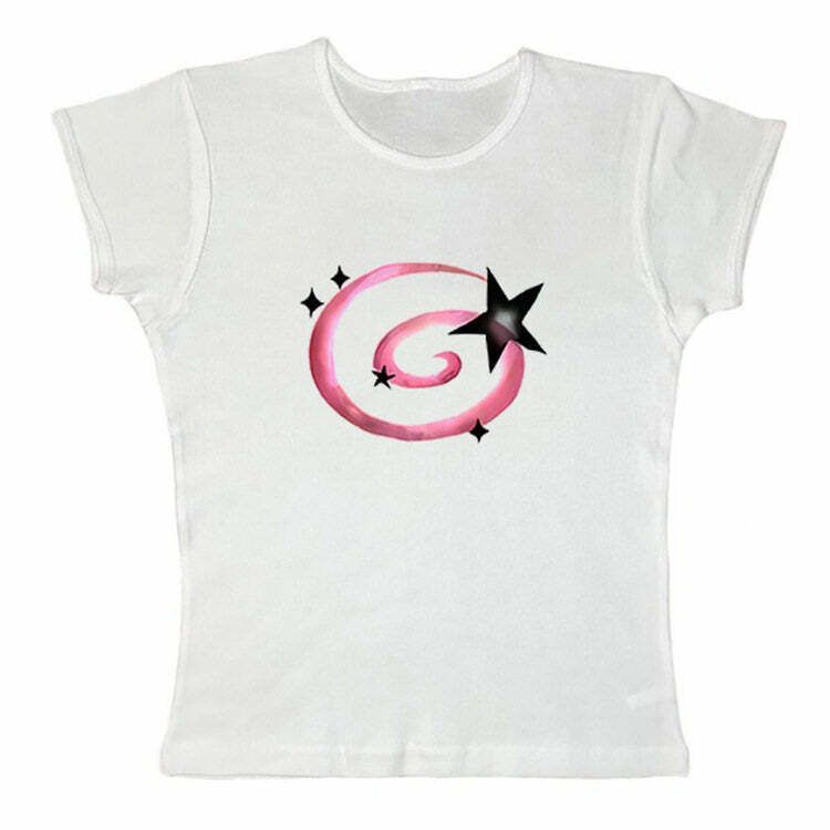 Y2K Aesthetic Star Cropped Tee - Trendy 2000s Fashion Essential