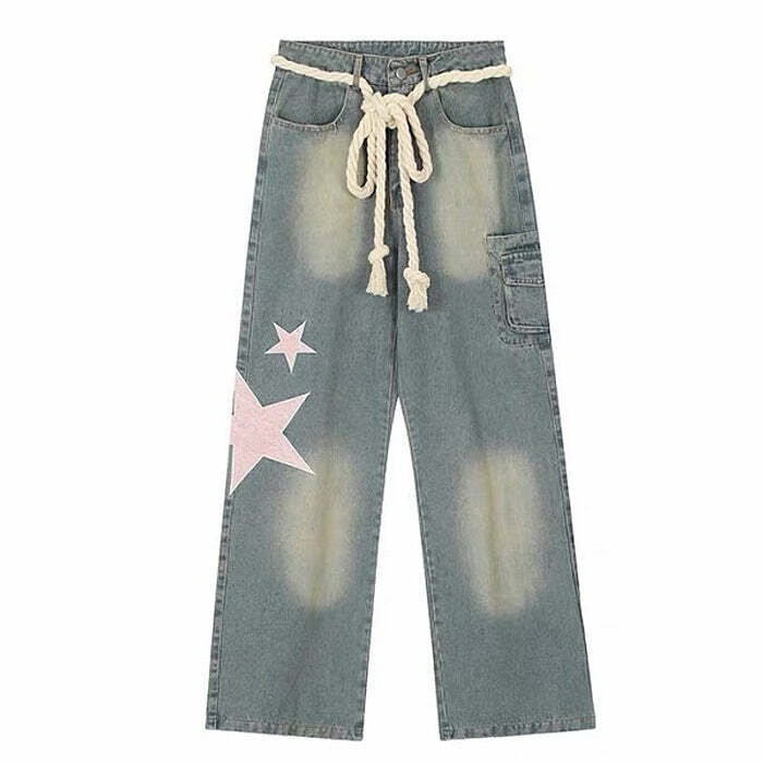 Y2K Aesthetic Star Jeans: Trendy 2000s Fashion for Unique Outfits