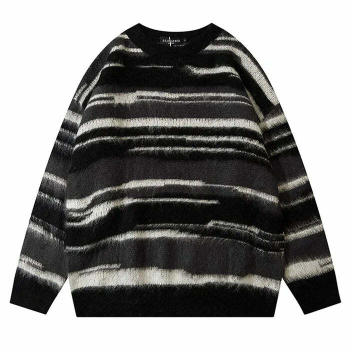 Y2K Aesthetic Striped Knit Sweater - Retro 2000s Fashion Essential