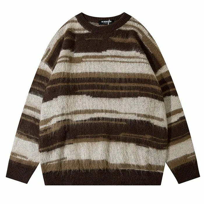 Y2K Aesthetic Striped Knit Sweater - Retro 2000s Fashion Essential