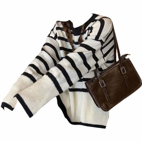 Y2K Aesthetic Striped Sweater - Trendy 2000s Fashion Essential