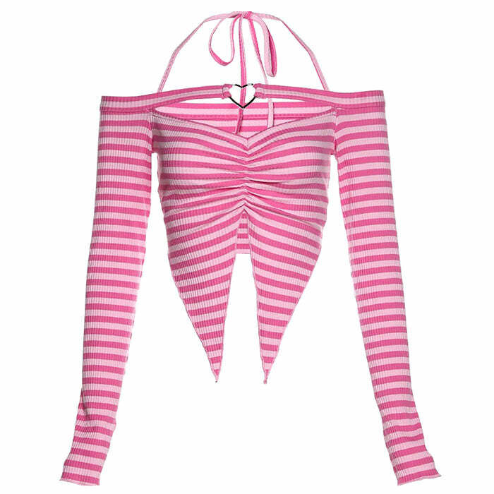 Y2K Aesthetic Striped Top: Embrace 2000s Fashion Trends Today!