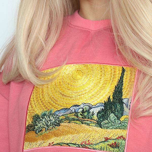 Y2K Aesthetic Wheat Field Cypresses Sweatshirt - 2000s Fashion Trend