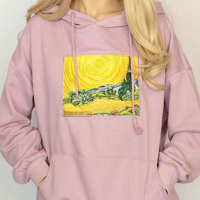 Y2K Aesthetic Wheat Field with Cypresses Hoodie - 2000s Fashion Trend