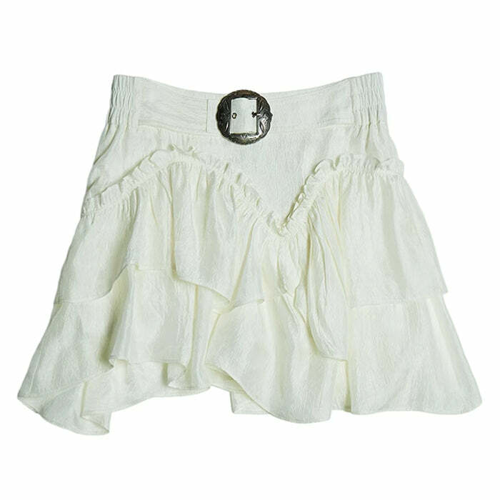 Y2K Aesthetic White Mini Skirt - Trendy 2000s Fashion Essential