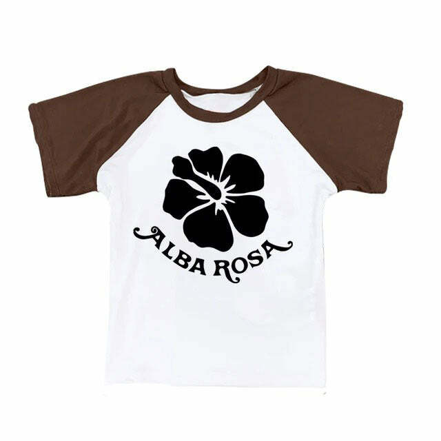 Y2K Alba Rosa Baby Tee - Trendy 2000s Fashion Essential for Your Wardrobe