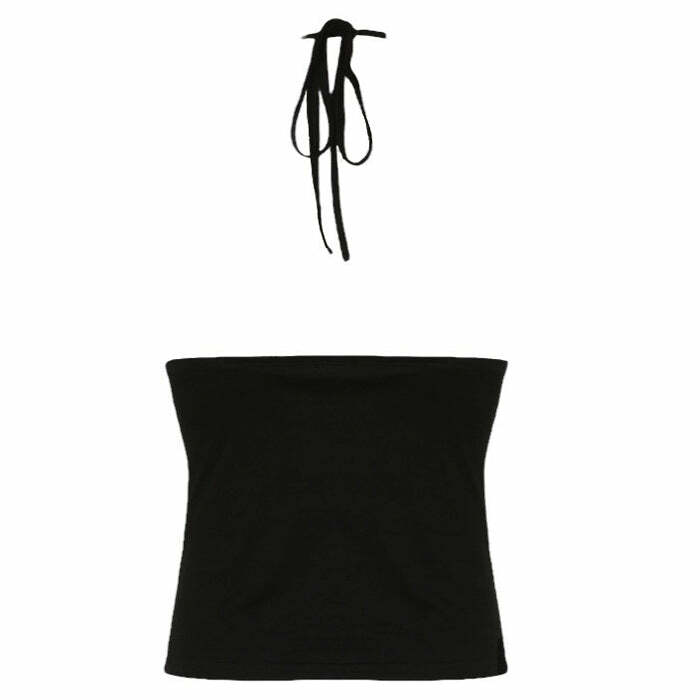 Y2K Buckle Halter Top - Trendy 2000s Fashion for Stylish Outfits