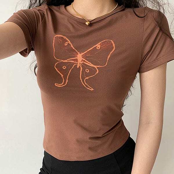 Y2K Butterfly Aesthetic Top - Trendy 2000s Style for Unique Outfits