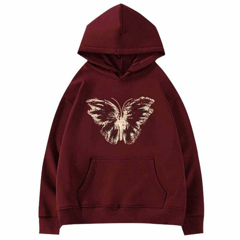 Y2K Butterfly Print Aesthetic Hoodie - Trendy 2000s Style Fashion