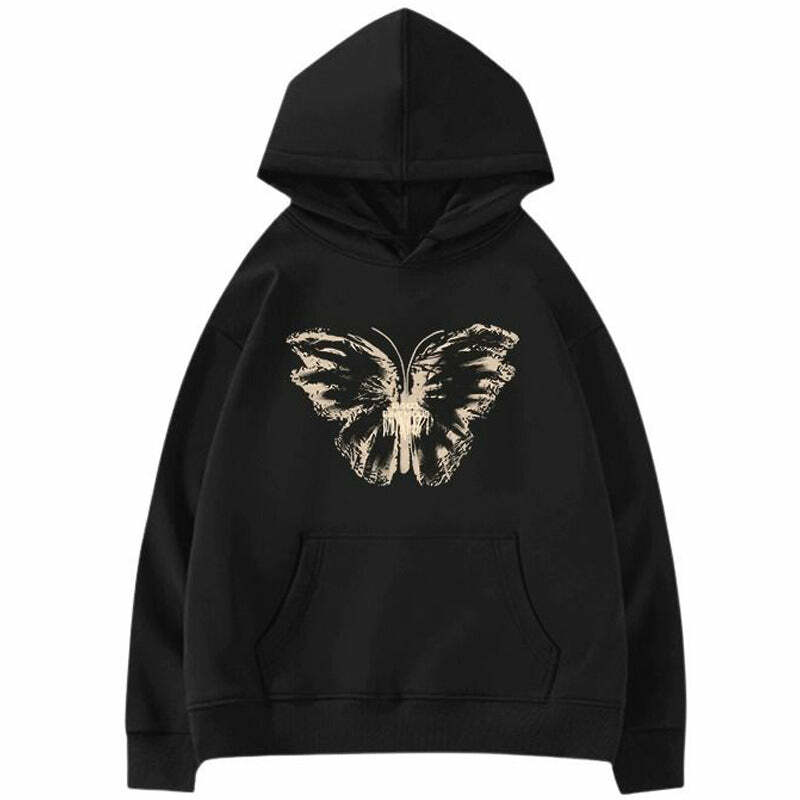 Y2K Butterfly Print Aesthetic Hoodie - Trendy 2000s Style Fashion