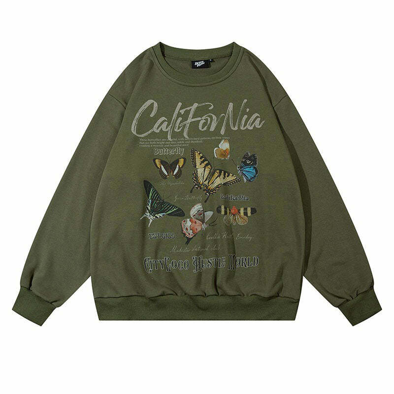 Y2K Butterfly Print Aesthetic Sweatshirt - Trendy 2000s Style Top