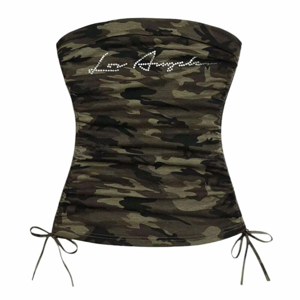 Y2K Camouflage Tube Top - Trendy 2000s Style for a Bold Look