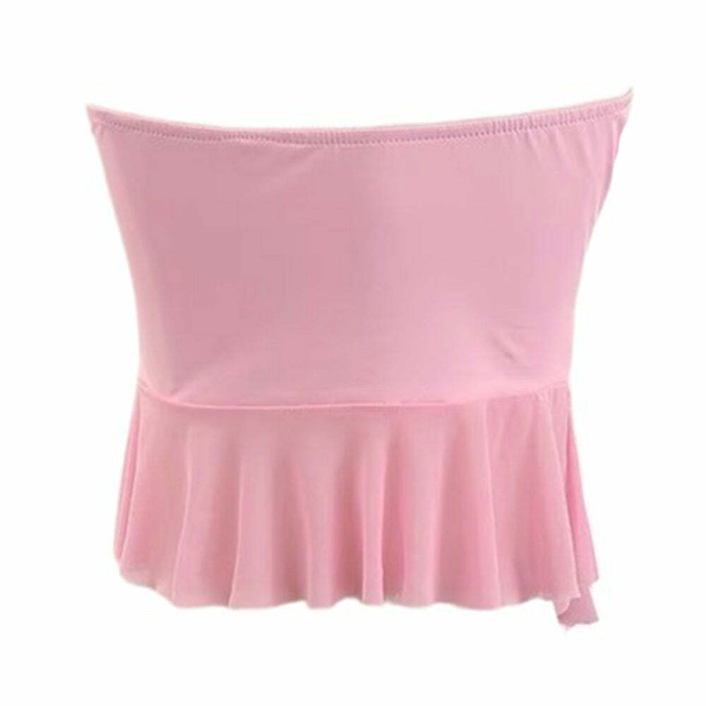 Y2K Coquette Ruffle Tube Top - Trendy 2000s Fashion Essential