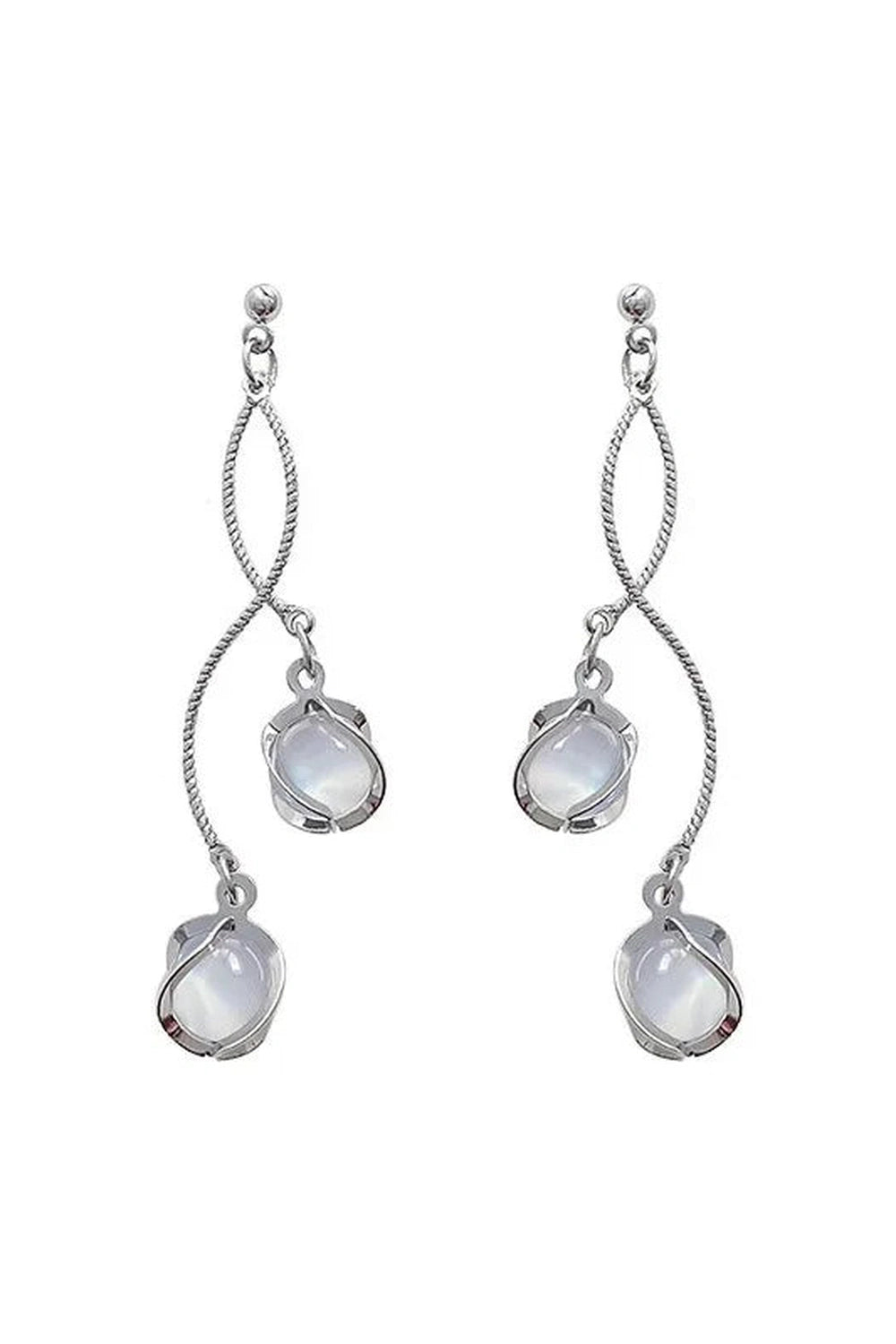 Y2K Crystal Twirl Drop Earrings - Trendy 2000s Fashion Accessory