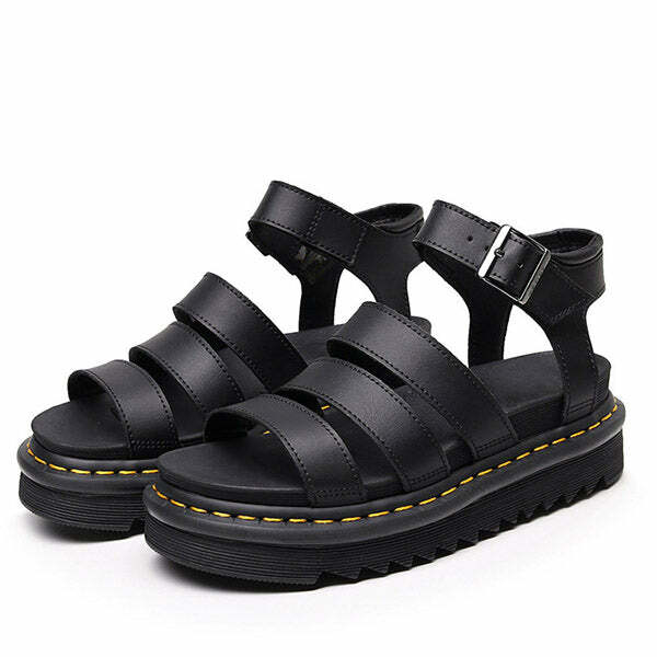 Y2K Fashion 2.0 Asphalt Flat Sandals - Trendy 2000s Style Footwear