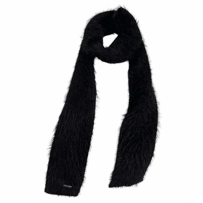 Y2K Fashion 2000's Popstar Fuzzy Scarf - Trendy Y2K Aesthetic Accessory