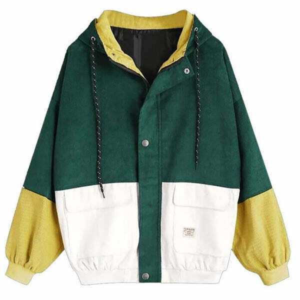 Y2K Fashion 90s Kids Corduroy Hooded Jacket - Retro 2000s Style